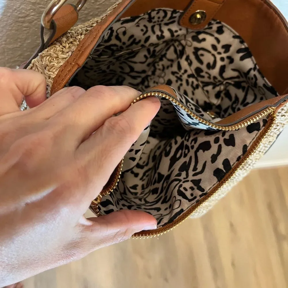 Jessica Simpson Lacey Faux Leather Hobo Bag in Natural Straw